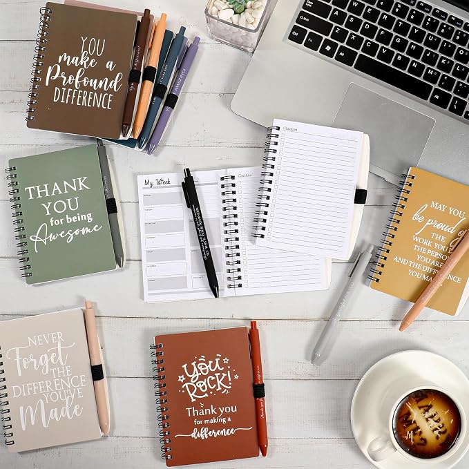 Tellingyou 60 Pcs Bulk Employee Appreciation Gifts A6 Notebook with Pens Back to School Gift Thank You for Teacher Student Team Office Coworker Staff Volunteers Affirmation Gifts (Neutral Colors)