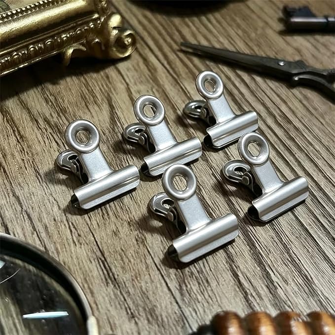 Bulldog Clips, 40 Pcs, 0.87 Inch, Silver, 22 mm, Hinge Paper Clips, Metal Clamps for Crafts, Food Bags, Drawings, Photos