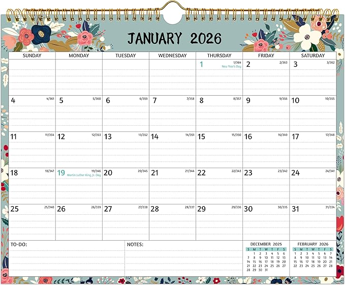 Wall Calendar 2026-2027 – 2 Year Calendar 2026-2027, 14.57 x 11.42 In, Jan 2026 - Dec 2027, 2026 Calendar 24 Months, Monthly 2026, with Ruled Blocks, Thick Paper, Holidays, To-do List ＆ Notes