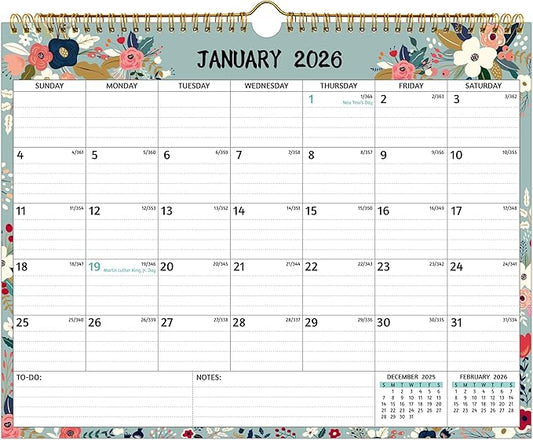 Wall Calendar 2026-2027 – 2 Year Calendar 2026-2027, 14.57 x 11.42 In, Jan 2026 - Dec 2027, 2026 Calendar 24 Months, Monthly 2026, with Ruled Blocks, Thick Paper, Holidays, To-do List ＆ Notes