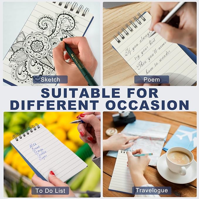Tenceur 150 Pcs Pocket Notebook Small 3x5 Inch Dark Blue Color Top Spiral Notepads Bound Notebook with Lined 120 Pages Mini Memo Pads for Office College Nurse Essentials Back to School Gift