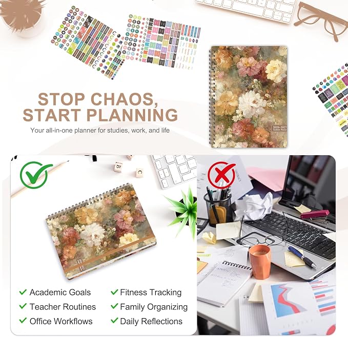 Planner 2026-2027, Weekly and Monthly Academic Year Calendar Planner, July 2026 - June 2027, Daily Agenda Book for Office School Supplies, A5(6.3'' x 8.5'')