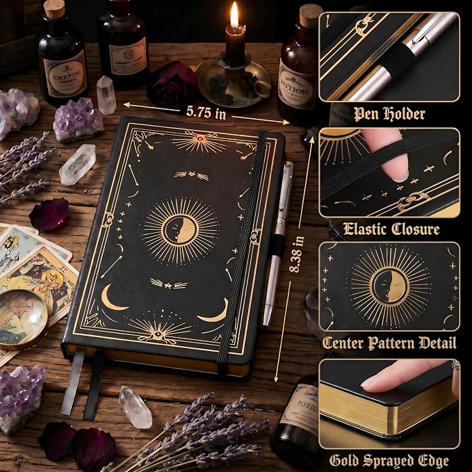 Lined Journal Notebook for Women Men, 192 Pages, A5 (5.7'' x 8.3'') | Hardcover Leather Notebook with 100GSM Thick Paper for Writing, Travel, Business, Office, Prayer (Black)