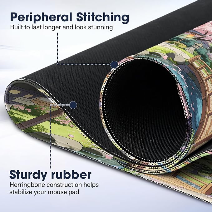 Durable Desk Pad 31.5x15.7 Inch - Thick XXL Mouse Pad with Anti Fray Stitched Edges, Natural Rubber Base, Smooth Fabric Top, Bridge