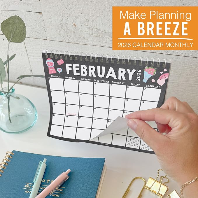 Small Desk Calendar 2026-2027 Standing Flip - 18-Month 2026 Desk Calendar Small for Home, Office & School, Standing Desks Calendars 2026-2027, Mini Desks Calendars, Back to School Teacher Gifts