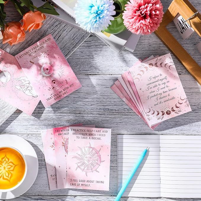 Tatuo 24 Pcs Positive Affirmation Notebooks Inspirational Notebook Small Motivational Encouragement Notepads Pink Daily Affirmations Self Care Journal for Back to School Women Teacher Student Gifts