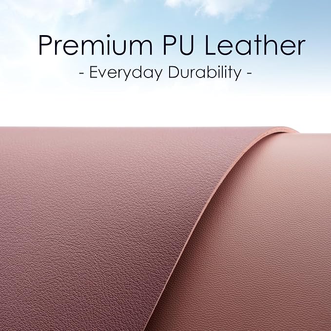 Leather Desk Pad Protector, Waterproof Mouse Pad, PU Desk Mat, Office Desk Cover, Desk Writing Mat for Office/Home/Work/Cubicle (Purple/Pink) 23.6x13.7 in