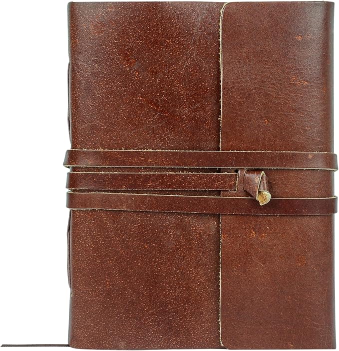 KomalC Handmade Leather Journal | Writing Diary | Bound Daily Notepad For Men & Women Unlined Paper Medium, writing pad gift for artist, sketch