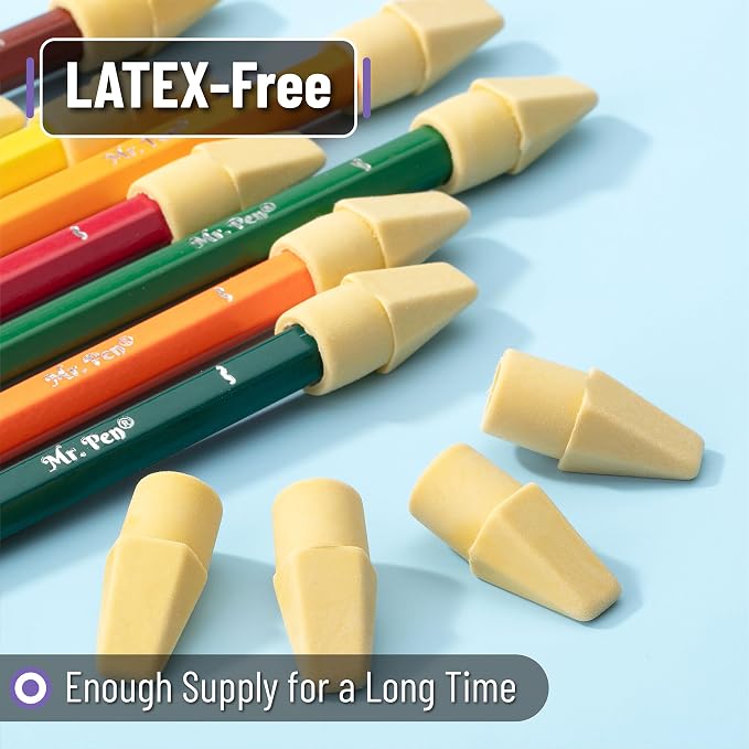 Mr. Pen- Pencil Eraser Toppers, 120 Pack, Yellow, Cap Erasers | Pencil Top Erasers, Eraser Caps, Tops for Pencils