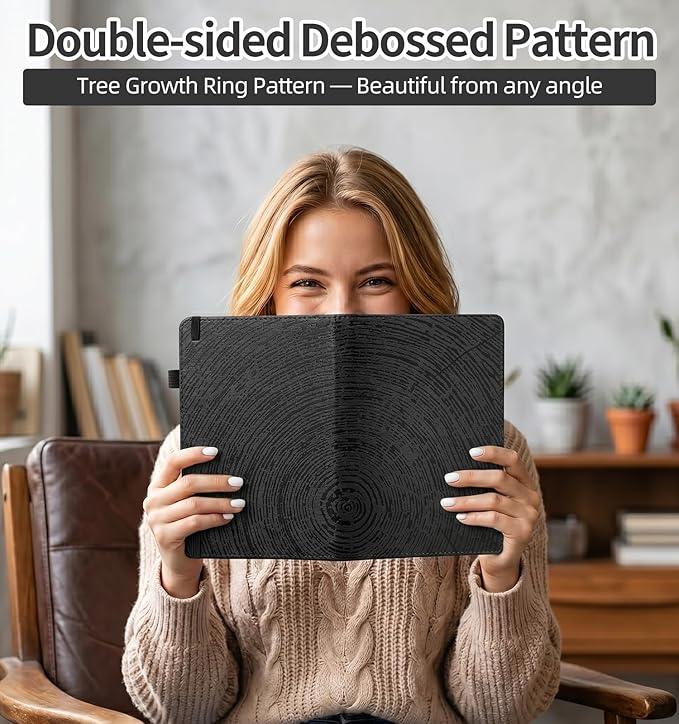 A5 Lined Journal Notebook for Women Men, Tree Ring Leather Journals for Writing, 200 Pages Thick Paper, Daily Journal Notebook for Work, School, Note Taking, Business, Travel, College Ruled