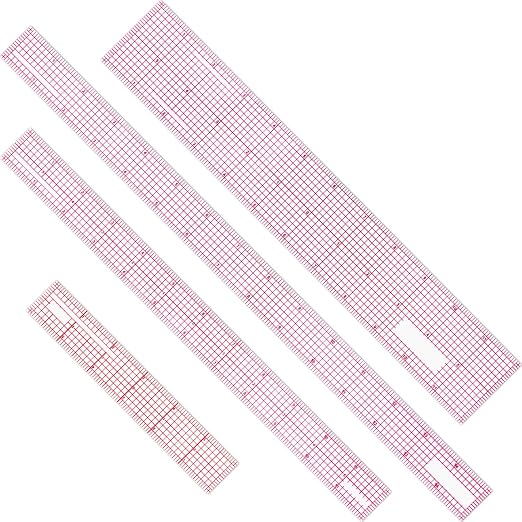 Pelopy 4 Pieces Clear Plastic Ruler Grid Transparent Ruler Plastic Straight Measuring Tool Set for Back to School Clothes Design Sewing(6, 12, 15 Inches, B50 B60 B70 B-80)