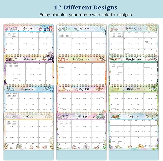 Desk Calendar 2026-2027 - Standing Flip Desktop Calendar 2026-2027 from July 2026 to December 2027, 18 Month, 9.8" x 8.3" Desktop Calendar for Office School Home, Animal & Seasonal Watercolor