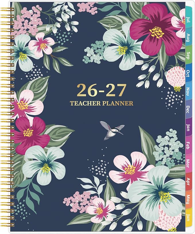 GoiUnlt Teacher Planner 2026-2027, JUL. 2026 – JUN. 2027, Lesson Planner 2026-2027 Academic Year, with Tabs, Thick Paper, 2-Sided Pocket, 8.6″ x 11″ Daily Weekly and Monthly Calendar with 8 Periods