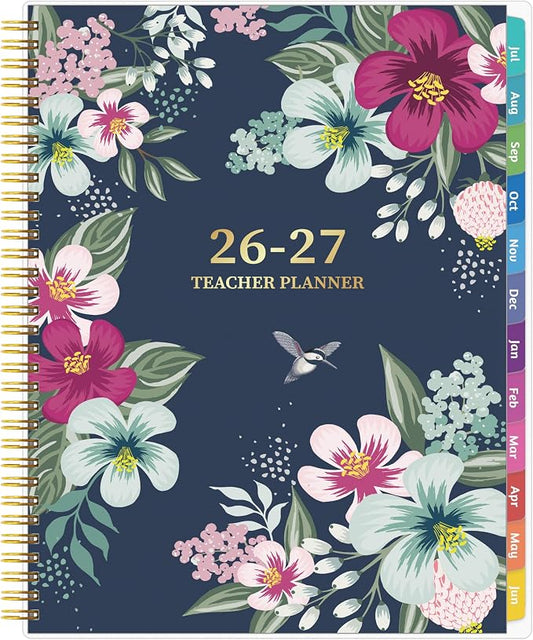GoiUnlt Teacher Planner 2026-2027, JUL. 2026 – JUN. 2027, Lesson Planner 2026-2027 Academic Year, with Tabs, Thick Paper, 2-Sided Pocket, 8.6″ x 11″ Daily Weekly and Monthly Calendar with 8 Periods