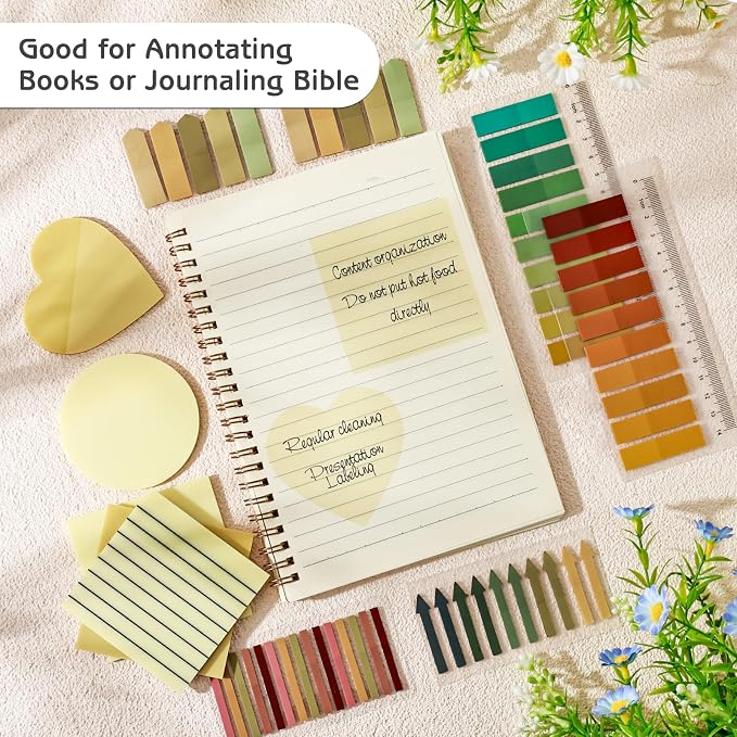 1450 Sheets Transparent Sticky Notes, 3 x 3 inch Aesthetic Clear Lined Sticky Notes with Pen, Gradient Color Waterproof Self-Adhesive Annotation Tabs for Bible Journaling (Yellow)