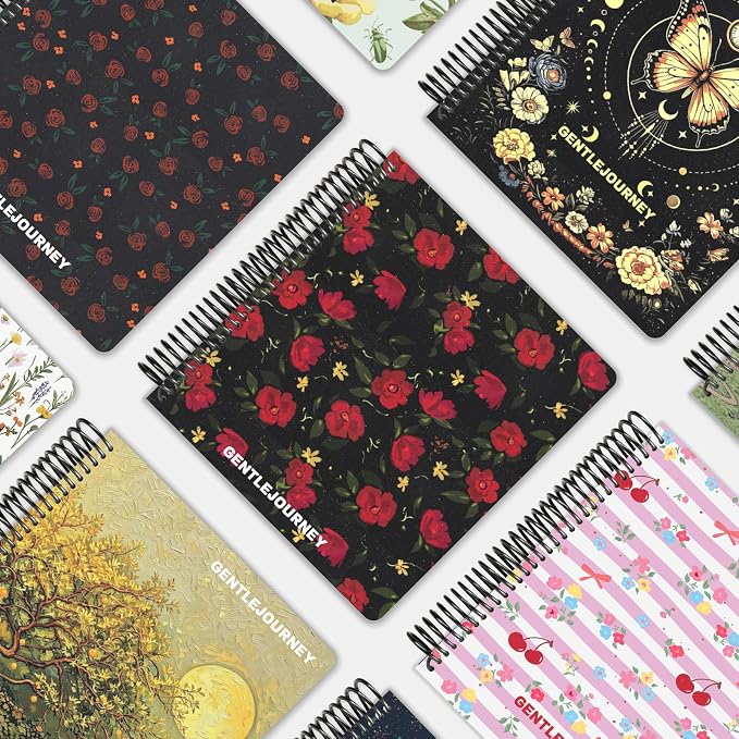 Hardcover Sketchbook,7.2"x8.3"Spiral Bound Drawing Pad, Noir Scarlet Flower | 150gsm(92lb)Acid-Free Thick Paper,Blank Art Journal for Adults,Artists&Beginners,Ideal for Sketching,Doodling and Mixed Media