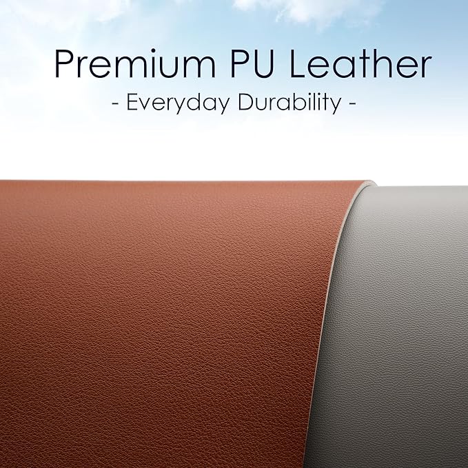 Leather Desk Pad Protector, Waterproof Mouse Pad, PU Desk Mat, Office Desk Cover, Desk Writing Mat for Office/Home/Work/Cubicle (Brown/Gray) 9x8 in