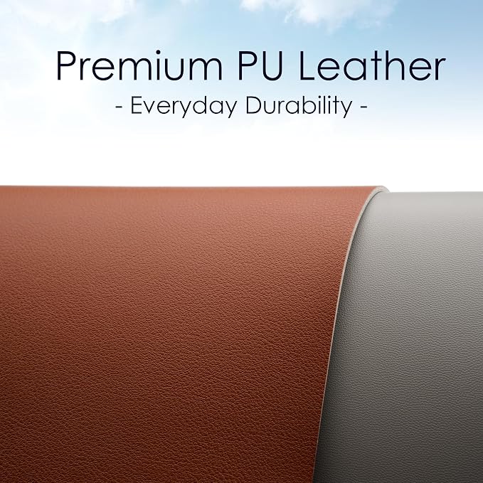 Leather Desk Pad Protector, Waterproof Mouse Pad, PU Desk Mat, Office Desk Cover, Desk Writing Mat for Office/Home/Work/Cubicle (Brown/Gray) 23.6x13.7 in