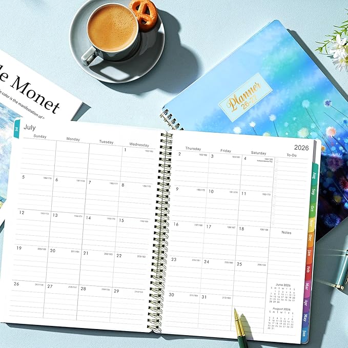 Planner 2026-2027,Weekly and Monthly Planner 26-27,11” x 8.5” | Jul. 2026 - Jun. 2027,Weekly and Monthly, Colorful Tabs, Back Pocket, Holidays, Twin-Wire Binding