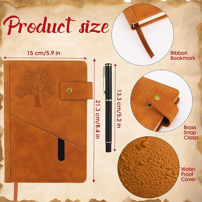 Cholemy 12 Pcs Back to School Leather Journal Gift Bulk Sets for Women Men Employee Coworker A5 Life Tree Hardcover Executive Writing Notebooks with Pen Teacher Office Business 200 Page(Retro Colors)