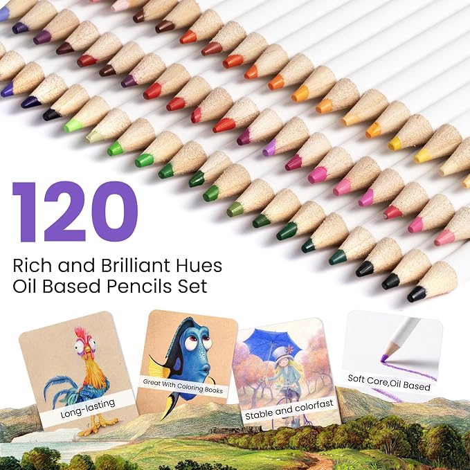 Four Candies Colored Pencils Set,120 Soft Colored Pencils for Coloring Books and Drawing,Blending,Shading. Non-Toxic Art Supplies with Portable Zipper Case & 3-Color Sketchbook for Artists, Beginners