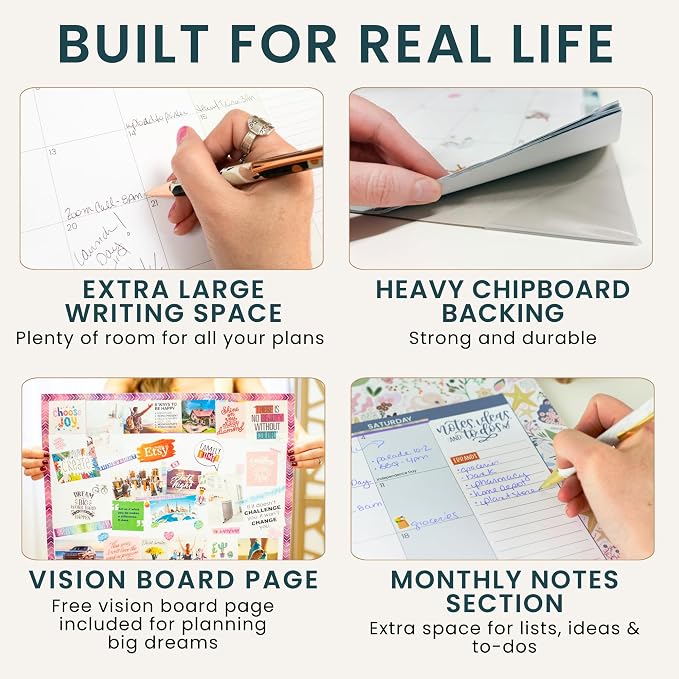 bloom daily planners Desk Calendar 2026-2027 - Academic Year Large Wall Calendar (July 2026 - July 2027) - 21” x 16” Desktop & Hanging Monthly Planner with Stickers for Home or Office - Seasonal