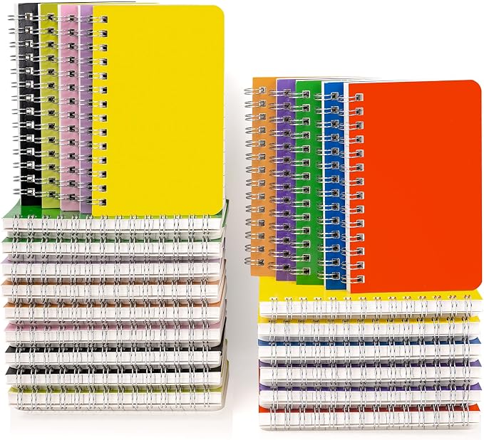 Dynta Small Notebooks 3x5 Bulk, Mini Spiral Notebooks 40 Packs, Pocket Notebooks Notepads Memo Pads 10 Assorted Colors for School Home Office College Work Travel (60 Sheets/120 Pages)