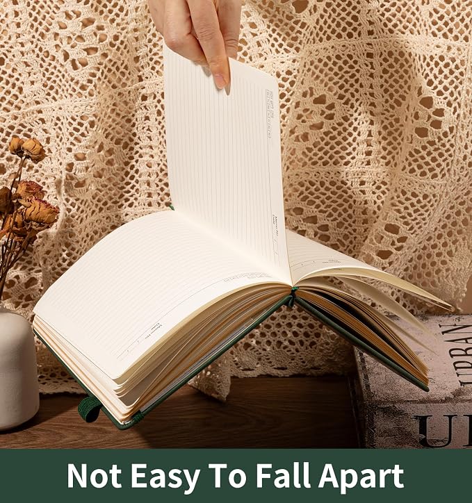 Lined Journal Notebook for Women Men, A5 Hardcover Leather Journals for Writing, 200 Pages Thick Paper, Daily Journal Notebook for Work, School, Note Taking, Business, Travel, College Ruled