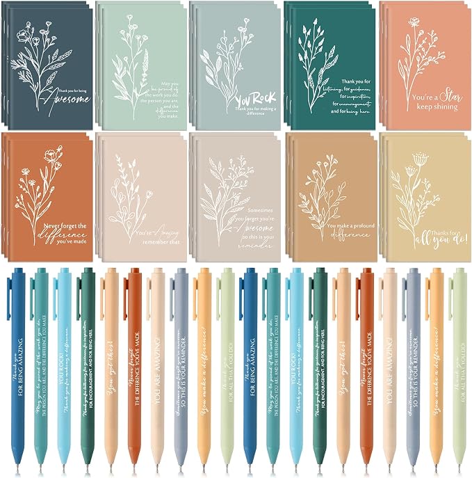 Tellingyou 60 Pcs Positive Affirmation Gifts Set Gratitude Notebooks with Pens Mini Motivational Encouragement Notepads Back to School Gift Journal for Students Teacher Women Stress Relief Self Care