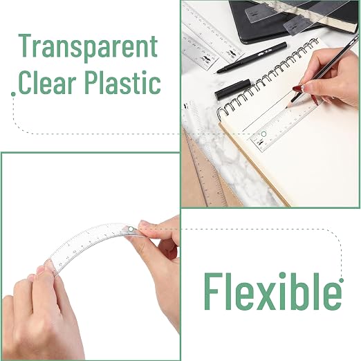 Mr. Pen- Clear Ruler Set, 6 Pack, 6", 8" and 12", Metric & Imperial | Plastic Ruler, Transparent Measuring tools