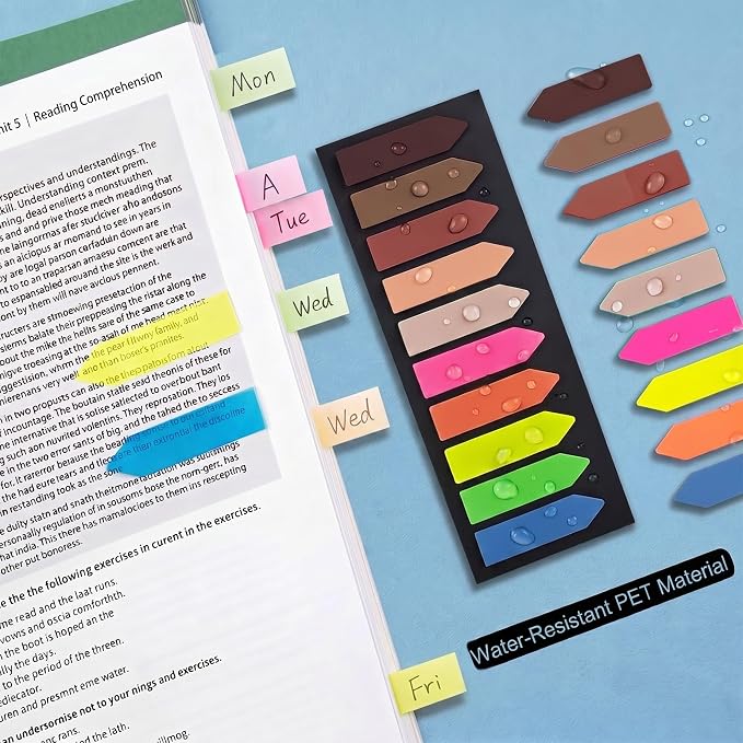 Ericter Arrow Sticky Tabs 1200 PCS, Book Annotation Tabs Writable, Translucent Sticky Notes, Page Flags & Sticky Bookmarks, Repositionable Arrow Flags Tabs for Books, Study, Office Supplies