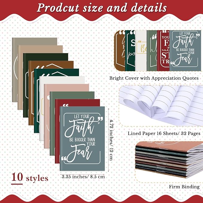 Fulmoon 60 Pcs Motivational Pens Inspirational Notebooks Gifts Bulk Inspirational Ballpoint Pen Small Note Pads Appreciation Gifts for Employee Nurse Volunteer Teacher Back to School (Retro)