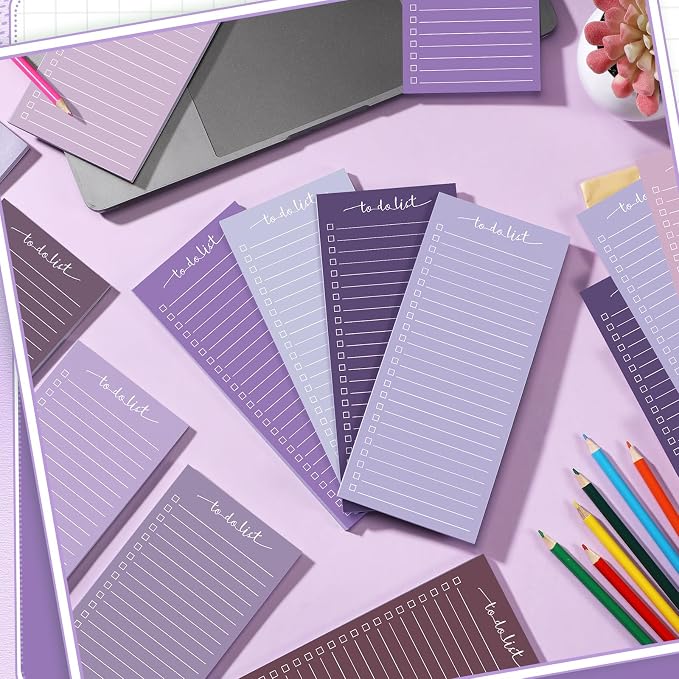 Censen 10 Pack 500 Sheets to Do List Notes Daily Checklist Notepad with 50 Sheets Undated Memo Pad Color Block Shopping List Weekly Plan Notepad Organizer Planners(Gradient Purple,Lined)