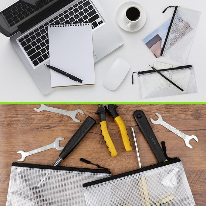 YOPCDJ 24 Pack Mesh Zipper Pouch Bags Small, Zipper Pencil Pouches, 9.2 x 4.7 in Clear Pencil Pouch Bulk, Pencil Bags with Zipper for Travel Storage, Black