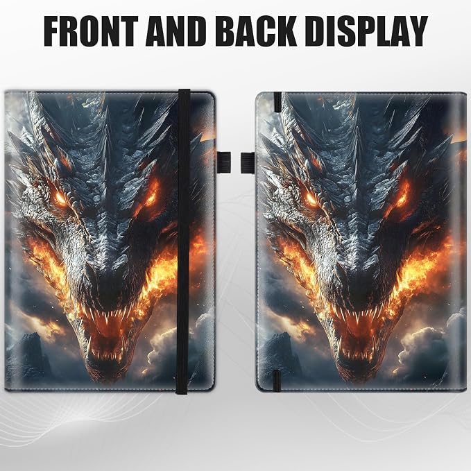 Hardcover Executive Notebooks, A5 PU Leather Lined Journal Notebook, 200 Pages Thick Paper Subject Notebooks for School,Work,Home Writing Business Notebook, Diary Book, Dragon Roaring