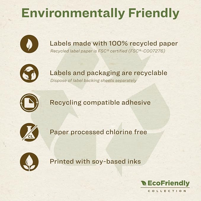 Avery EcoFriendly Recycled Address Labels, 1" x 2-5/8", White, Permanent Label Adhesive, 300 Printable Labels (48860)