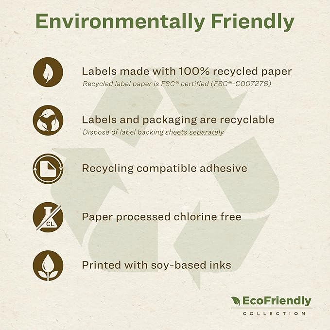 Avery EcoFriendly Recycled Return Address Labels, 1/2" x 1-3/4", White, Permanent Label Adhesive, 8,000 Printable Labels (48467)