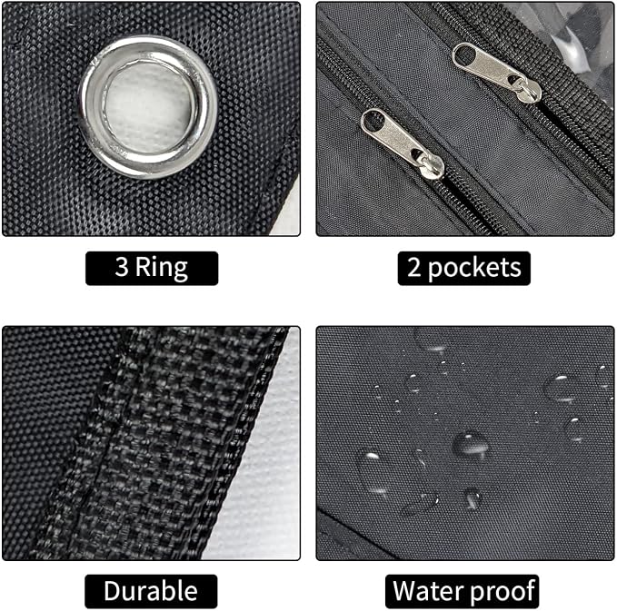 YoeeJob 2 Pack 1 Inch Expandable Zipper Pencil Pouches with Clear Window for 3 Ring Binder, Suitable for School & Office (Black+Blue)