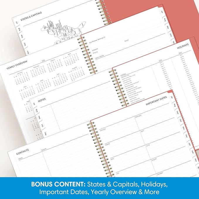 Blue Sky 2026-2027 Weekly & Monthly Academic Planner, 8.5"x11", Cali Pink | July 2026 - June 2027, Flexible Pocket Cover, Wirebound, Storage Pocket, Academic Year