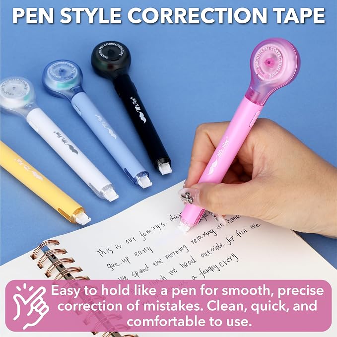Mr. Pen- Correction Tape Pen, 10 Pack, 0.2" x 293", Bright Colors | Correctional Tape, Push-Pull Protective Cover, Pen Style Applicator for Quick Corrections, Office and School Supplies