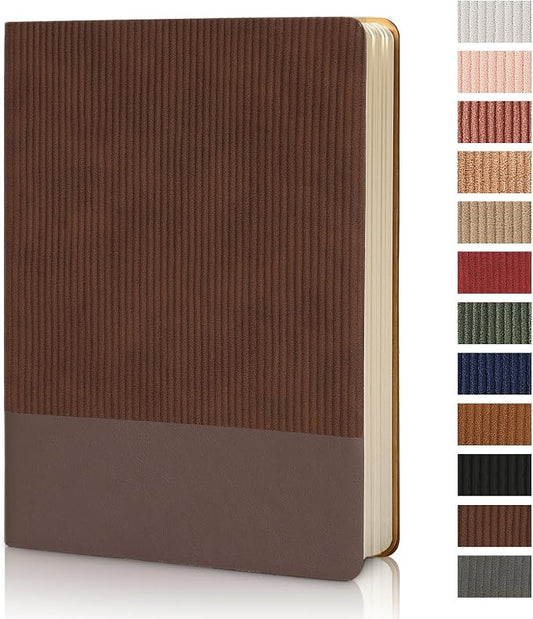 Lined Journal Notebook for Work College Ruled Notebook 5.79" x 8.27" A5 PU Leather Daily Journaling Notebook 216 Pages for Women Men Daily Writing Business School Travel Gift (Coffee)