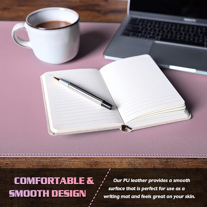K KNODEL Large Sewing Leather Desk Mat, Desk Pad (Purple, 31.5" x 15.7") | Mouse and Keyboard Pad, PVC Computer and Laptop Mat, Desktop Protector and Cover, Writing Pad and Blotter for Home Office