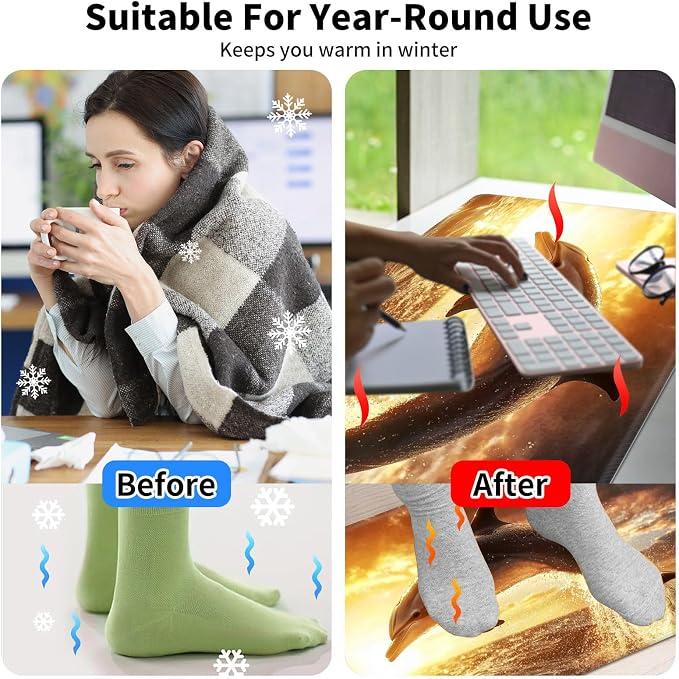 Heated Desk Pad Mouse Pad,Heated Desk Mat,with 3 Heating Levels & 3 Hours Auto Shut-Off,Leather 23.6"*14.2" Gaming Mouse Laptop Mat,Foot Warmer,Dolphin Sunset