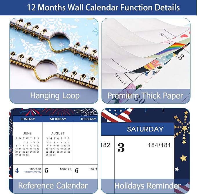 2027 Calendar - 2027 Wall Calendar, Jan 2027 - Dec 2027, Large Wall Calendar 2027, 12" x 17", 12 Monthly Calendar Large with Hanging Hook, Perfect for Organizing - 12 Different Themes