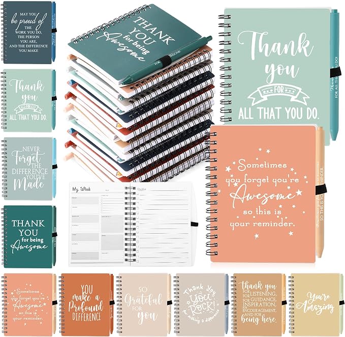 Tellingyou 20 Pcs Bulk Employee Appreciation Gifts A6 Notebook with Pens Back to School Gift Thank You for Teacher Student Team Office Coworker Staff Volunteers Affirmation Gifts (Fresh Colors)