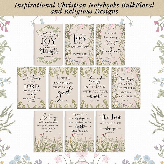 Ctosree 50 Pcs Bible Verse Prayer Journal Notebook for Women Christian Notepads Gifts Mini Inspirational Religious Note Pads for Sunday School Back to School Church Pastors Wife Teacher (Beige)
