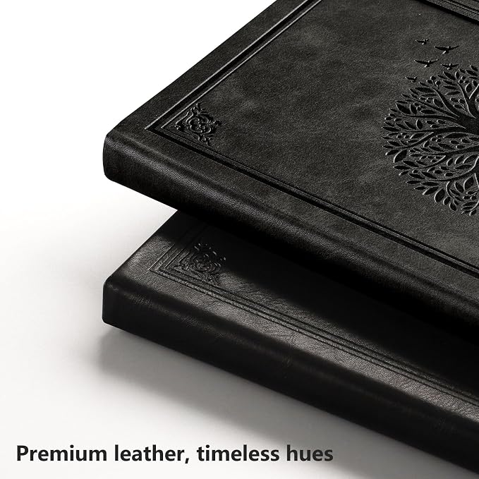 AHGXG Graph Grid Paper Notebook, 192 Pages, A5 Medium Size (5.7'' x 8.3'') | 5 Squares per Inch, Leather Hardcover, 100 GSM Thick Paper, for School, Students, Math, Engineering (Black)