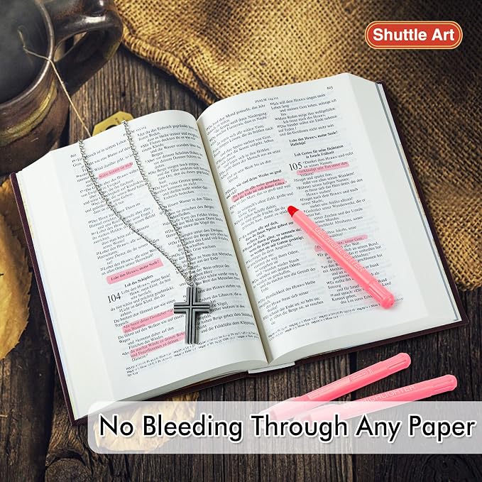 Shuttle Art 5 Pack Pink Gel Highlighters,Bible Highlighters,No Bleed Through, Bible Journaling Supplies,Great for Journaling, Highlighting and Studying