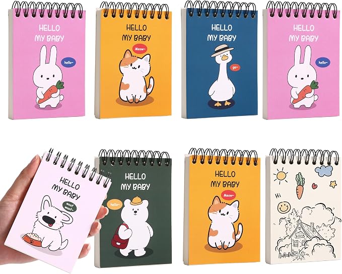 8pcs Dreamdove Blank Page Journal 3.1" X 4.3"Small Spiral Pocket Notebook Blank Unlined Notepads160 Pages Cute Spiral Blank Notebook No Lines Top Notebook Unlined Little Memo Steno Note Pads Nursing Notepad For Work, School, Office, Nurse, Travel