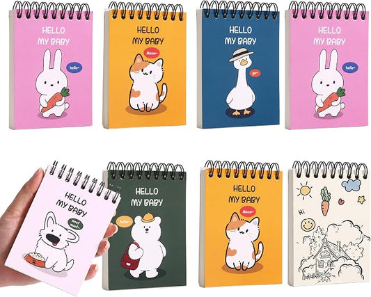 8pcs Dreamdove Blank Page Journal 3.1" X 4.3"Small Spiral Pocket Notebook Blank Unlined Notepads160 Pages Cute Spiral Blank Notebook No Lines Top Notebook Unlined Little Memo Steno Note Pads Nursing Notepad For Work, School, Office, Nurse, Travel